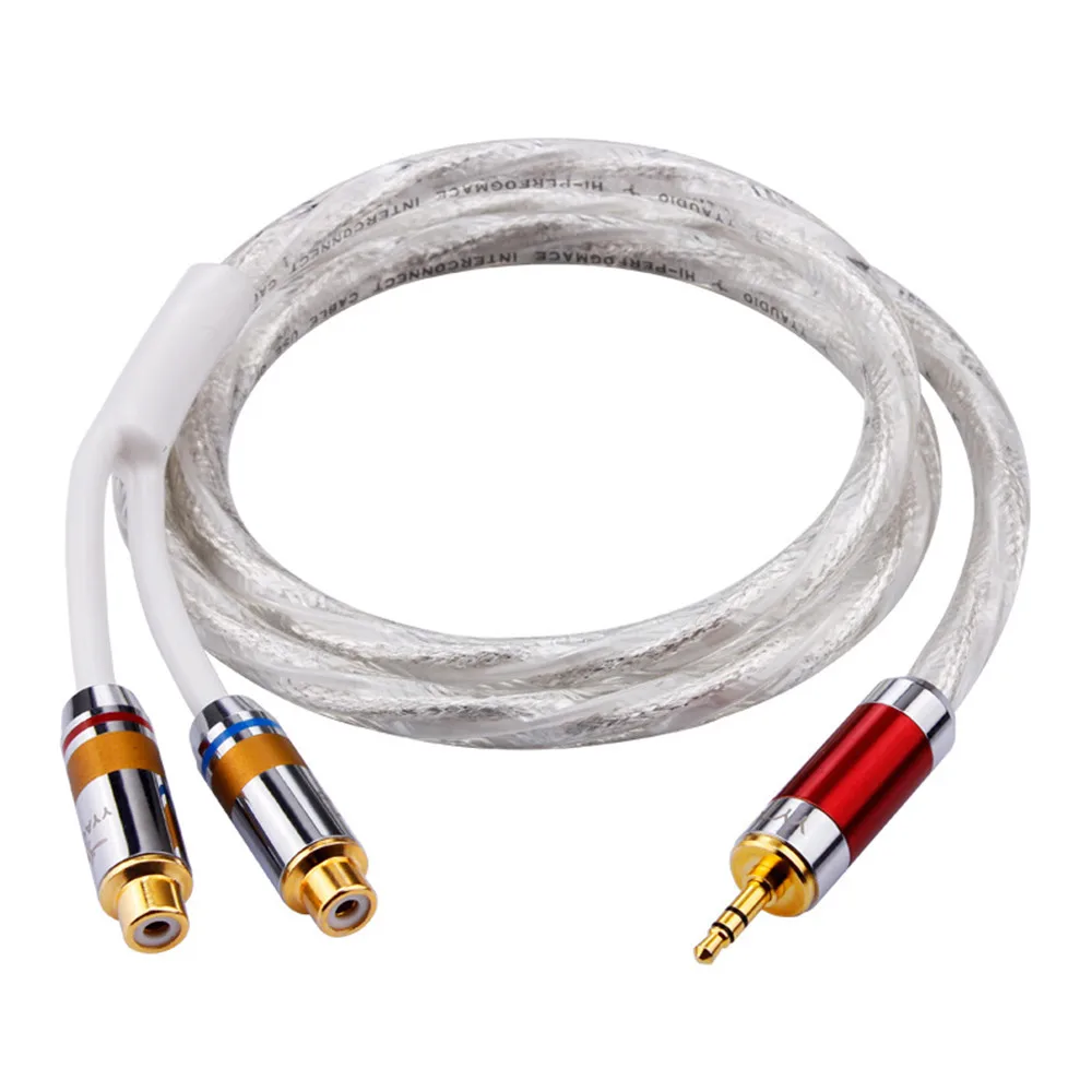 Кабель RCA с разъемом 3 5 штекер на 2RCA разъем аудиокабель 0 м 1 2 10 Hi Fi Посеребренная