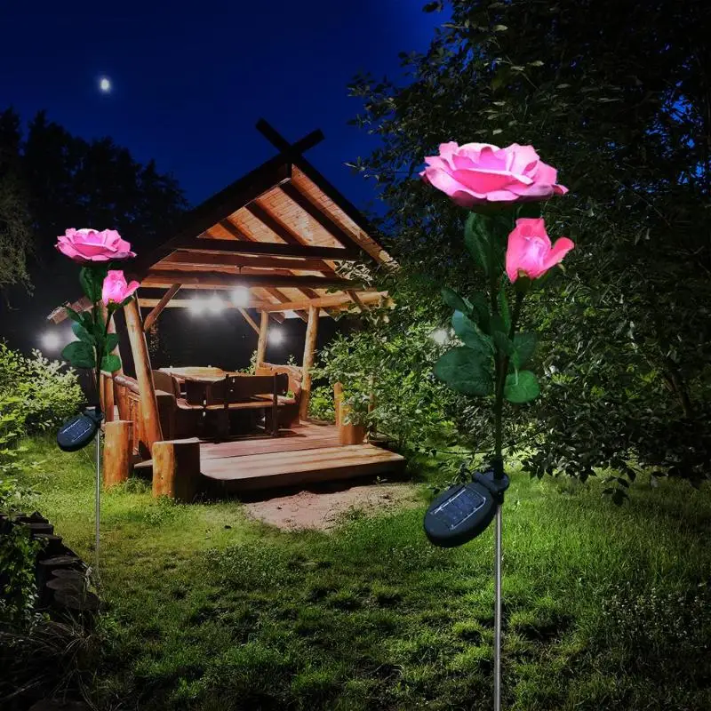 Открытый 4 цвета 2LED Солнечная имитация цветка розы газон свет водонепроницаемый для сада Газон Путь декоративная лампа