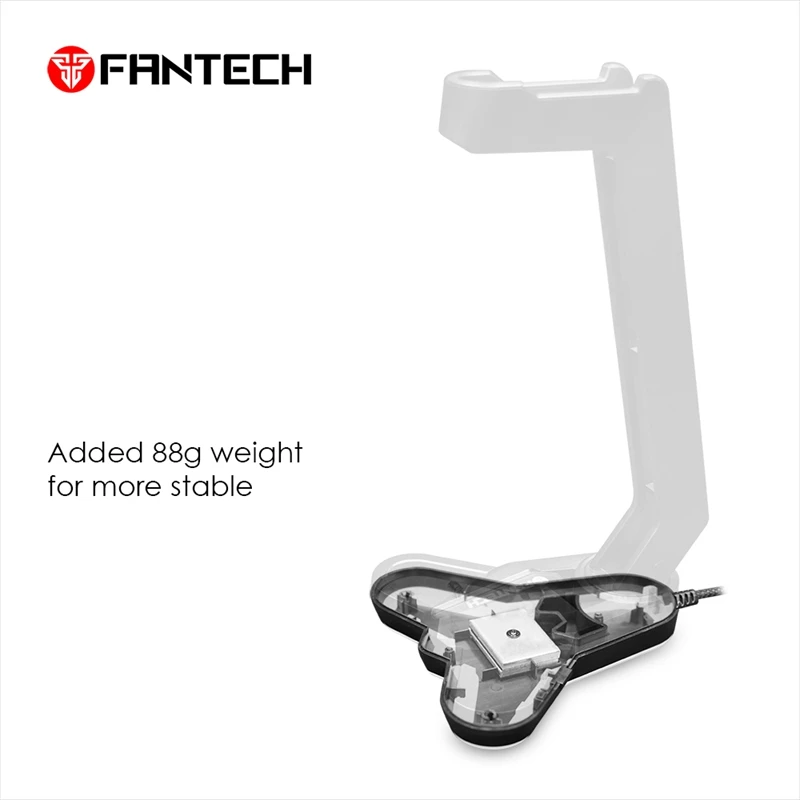 FANTECH AC3001S RGB Headphone Stand Anti Slip and Base Is Aggravating for Multi Function Earphone Stand Black 