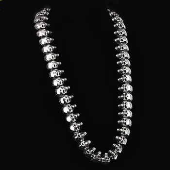 

Rock Retro Skeleton Necklace Titanium Steel Skull Ghost Head Beaded Chain Men's Punk Trendy Personality Hip-hop Accessories