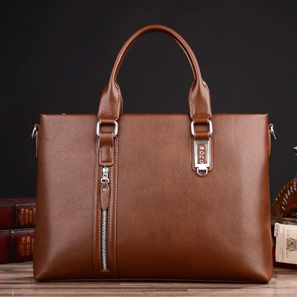 

2020 Men's Briefcase Business Leather Shoulder Laptop Bag For Documents Briefcase Large Capacity 14 Inch Laptop Bag Messenger