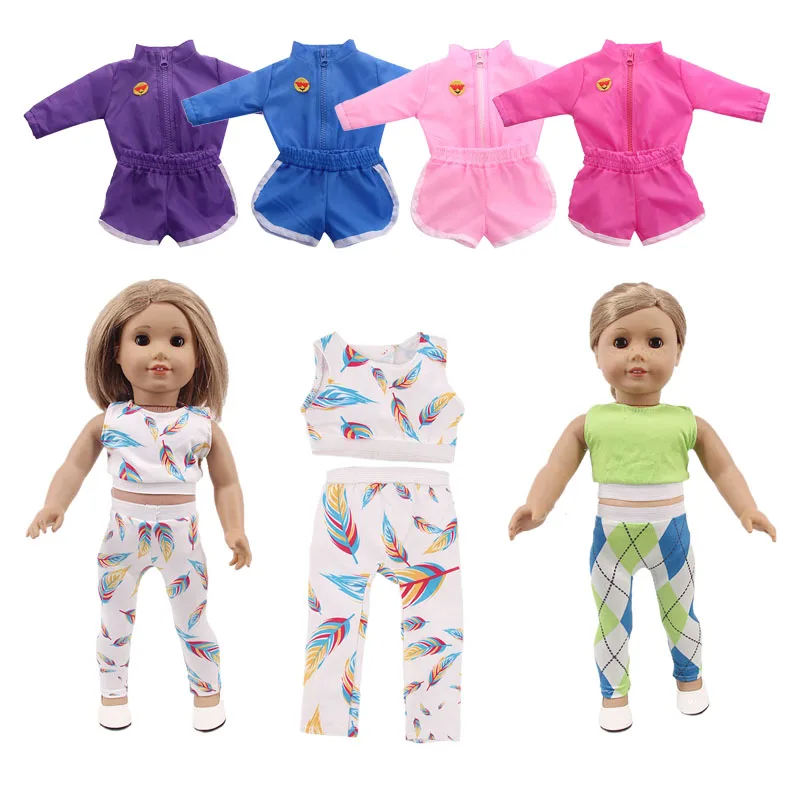 

Doll Color Sports 2Pcs/Set Unicorn Pajamas Fit 18 Inch American Doll&43Cm Born Baby, Our Generation, Birthday Girl's Toy Gift