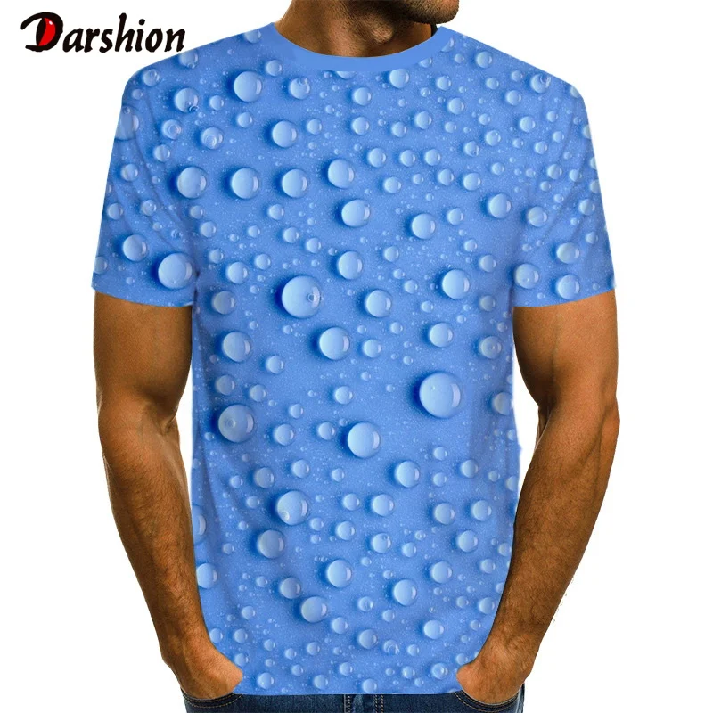 

3D Blue Water Drop Print Short Sleeves Men T Shirt Harajuku Summer Groot Men Tshirt Tops Plus Fashion Summer T-shirt Size Shirt