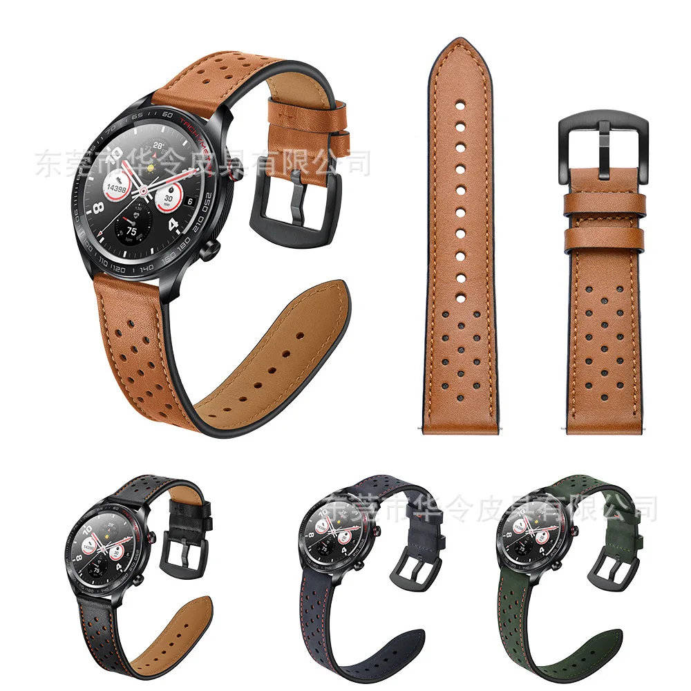 

Applicable Smart Sports Watch Honor Watch Magic Watch First Layer of Leather Watch Strap Porous-