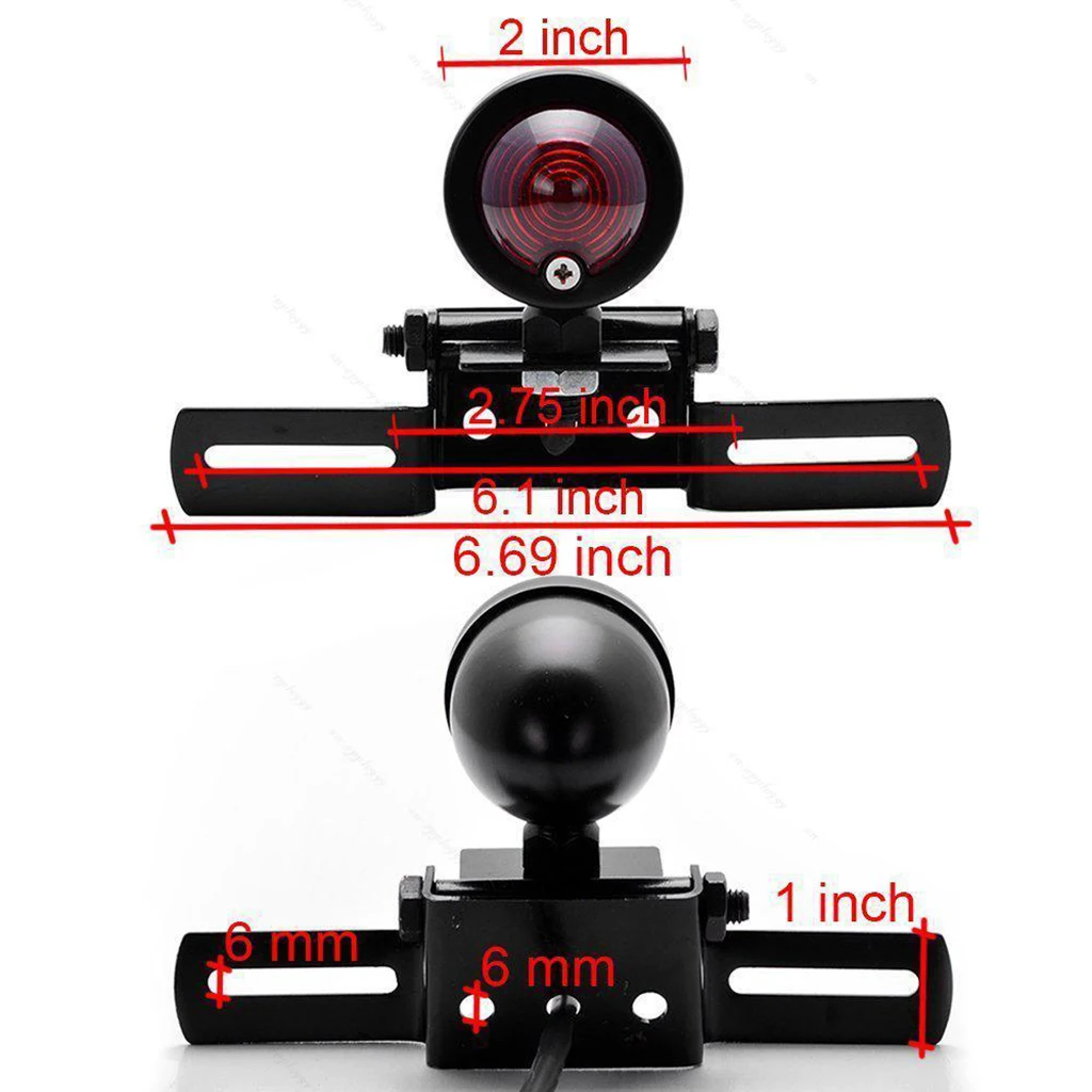 Motorcycle Rear License Brake Black Tail Light For Chopper Bobber 