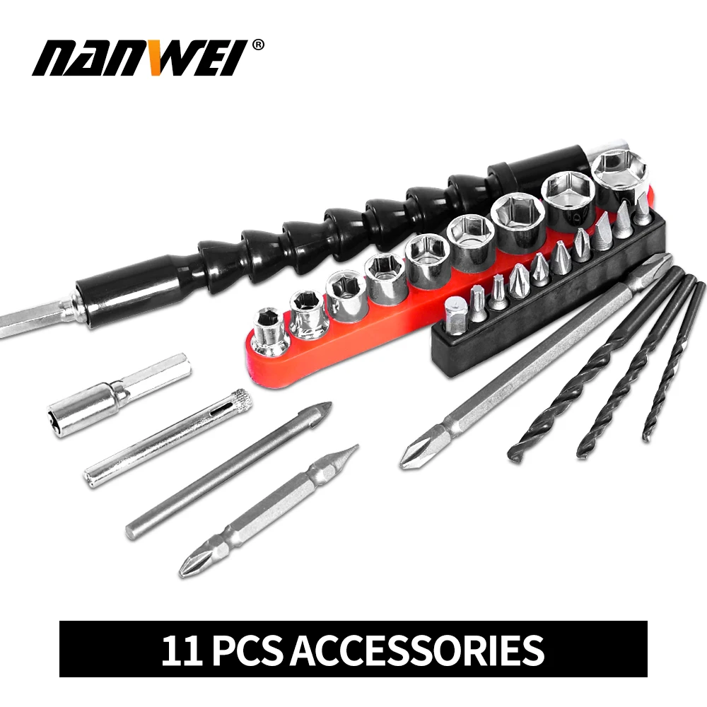 Accessories Наньвэйского 18V электрическая отвертка аккумуляторная дрель-шуруповерт-Мощность инструмент - Цвет: Accessories