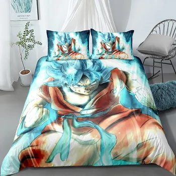 

Dragon Ball Bedding Sets Goku Print Anime Series Bed Cover Teens Home Microfiber Soft Bed Linen Set 2/3 Piece with Pillow Sham