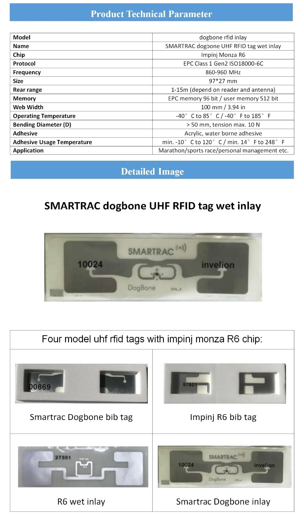 DOGBONE uhf rfid Метка smartrac 860-960 МГц Высокая частота 1-15 м пассивный EPC GEN2 rfid Метка применяется в беге гонка синхронизации решений