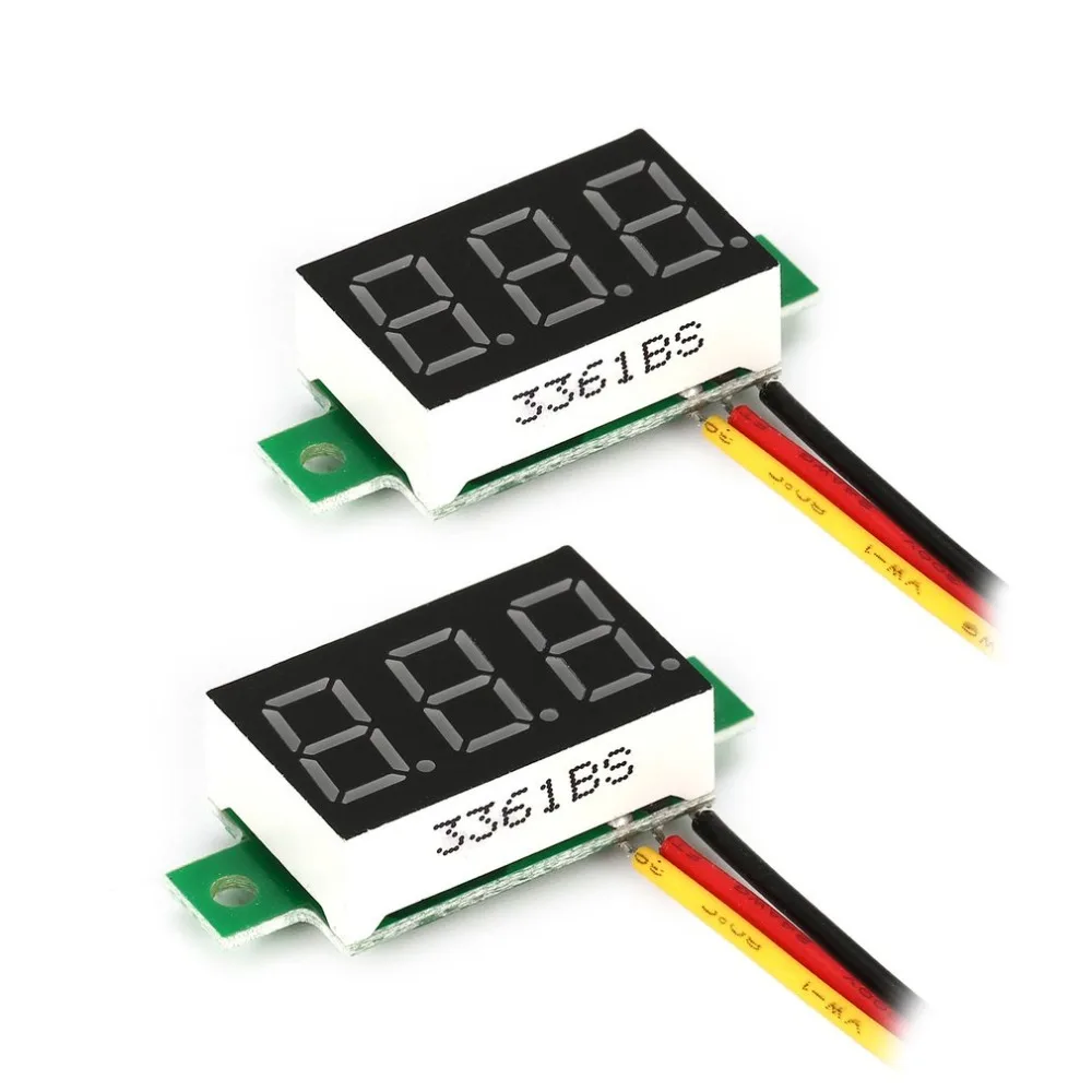 2 шт 0-100 V 0.36in 3 провода светодиодный цифровая панель дисплея вольтметр измеритель напряжения вольт тестер авто Батарея Автомобиль Мотоцикл
