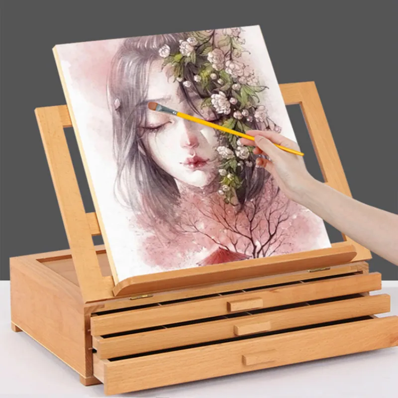 

Wooden Easel for Painting Caballete Pintura Drawing Sketch Easel Laptop Drawer Desktop Box Easel Art Supplies Drafting Table