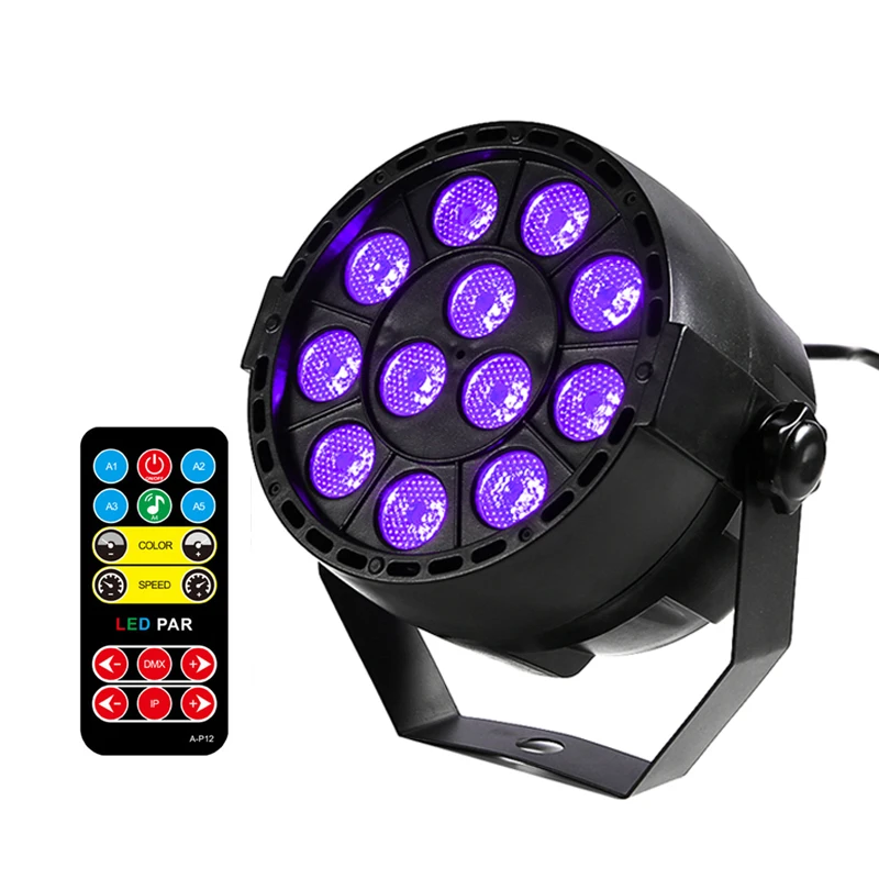 Lamp With Remote Thrisdar 36 Вт Светодиодный диско-УФ-фиолетовый черный светильник DMX512 Ультрафиолетовый Par лампа УФ для вечерние рождественские бар лампы лазерный сценический точечный светильник - Цвет: Lamp With Remote