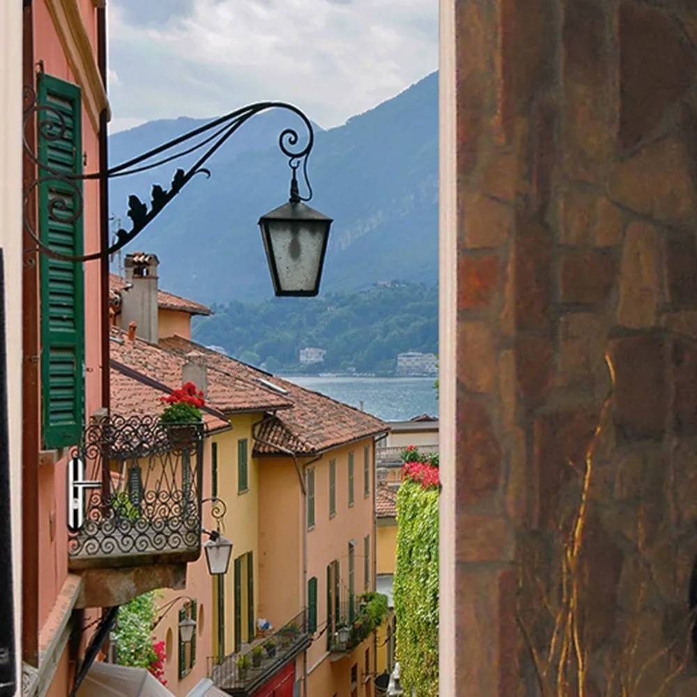 

DIY Self-adhesive Home Bedroom Door Decor Stickers Waterproof Street in the Small Town of Lake Como Refurbished Door Sticker