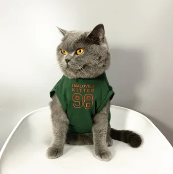 

Pet Cat Clothes Spring and Summer Clothes Teddy Pet Dog Breathable Thin T-shirt Cat Clothes Sports Vest