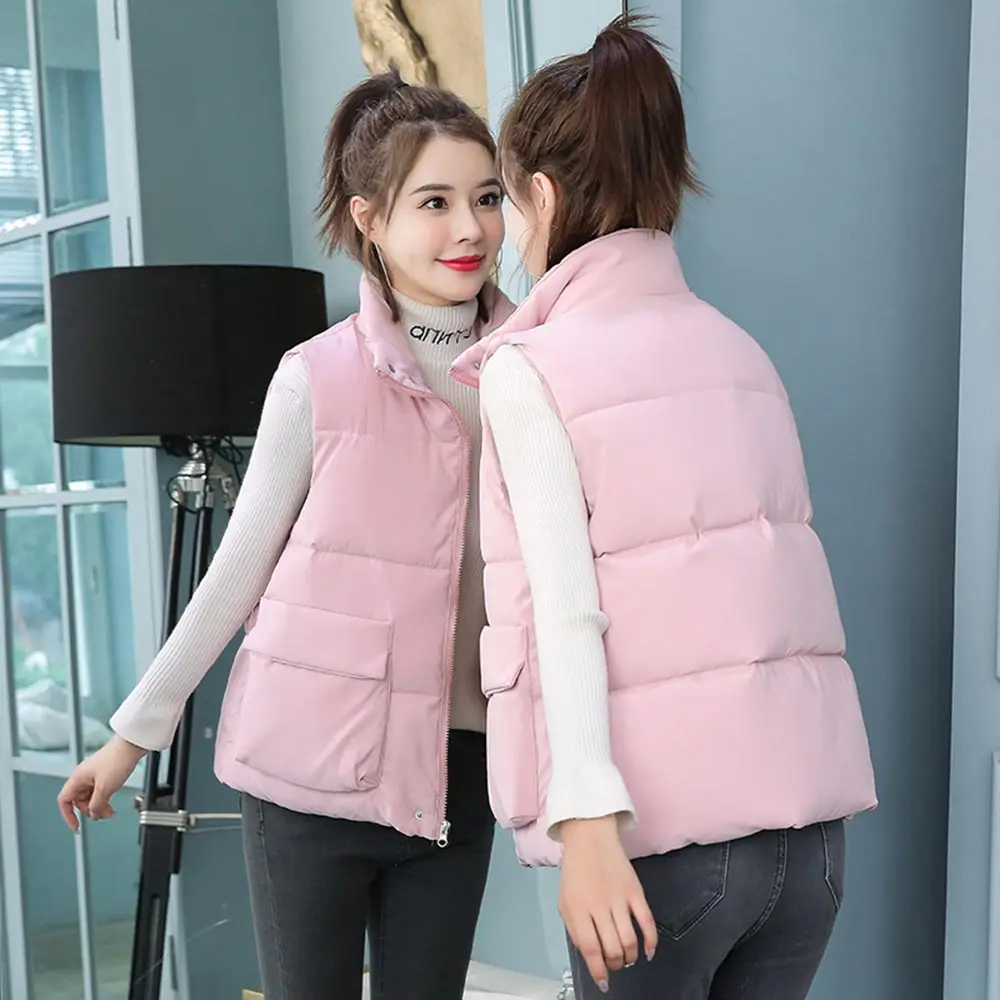 

Brieuces Women Winter Vest Waistcoat 2020 Spring Autumn Vest Female Casual Stand Collar Warm Plus Size 6XL Women's Vest Coat