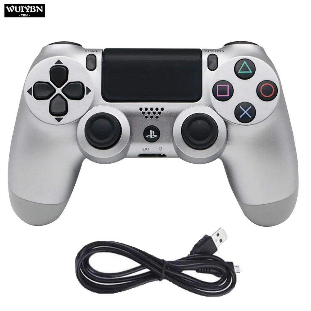 Серебристый WUIYBN проводной геймпад PS4 контроллер Джойстик для SONY Dualshock playstation 4 игровой автомат консоль ПК паровой - Цвет: Серебристый