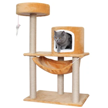 

Small Cat Climbing Frame With Nest Multi-layer Scratching Post Board Cat Nest Four Seasons Universal Cat Tree One Cat House