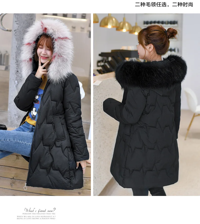 Down parka cultivate morality joker thickening heavy hair brought down cotton-padded jacket female warm coat