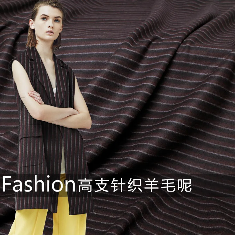 

Classic red and black striped knit wool fabric high branch autumn pants handmade diy clothing surface cloth high-grade wool
