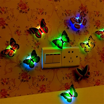 

Night Lights 1/2/5/10pcs Lovely Butterfly LED Night Light Color Changing Light Lamp Beautiful Home Decorative Wall Nightlights