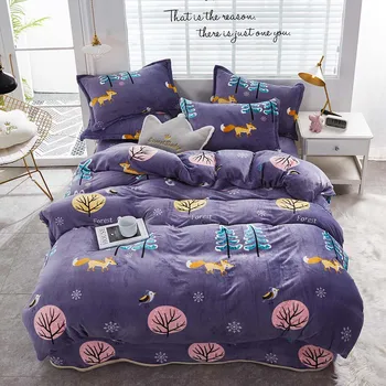 

Bedding Duvet Cover Coral Fleece Comfortable and Skin Friendly Single Or Duble Decor Quilt Cover Mechanical Wash Nordic Size