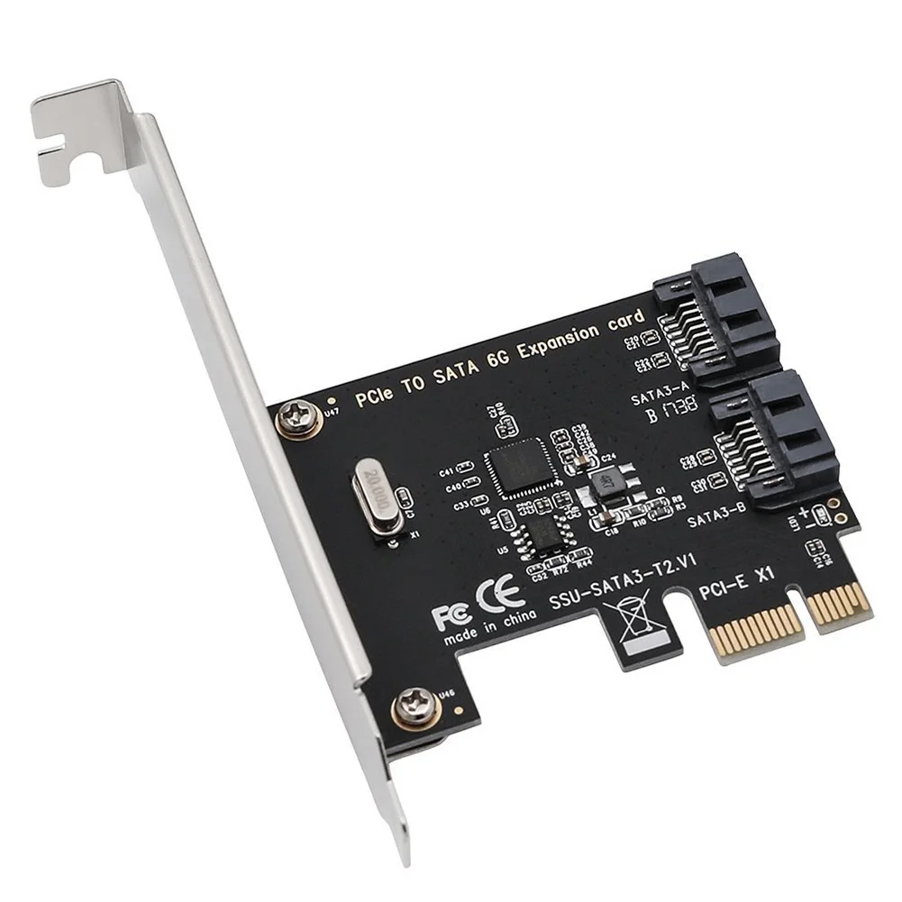 PCI-E To SATA 3,0 черный конвертер внутренний адаптер плата расширения двухпортовый компьютер части 6 ГБ контроллер практичный добавить на