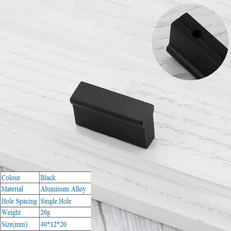 LBA Мода Американский оксидированный литой алюминий черный Мебельная ручка твердый утолщенный стол ящик шкаф дверная ручка - Цвет: Black 6811B-Single