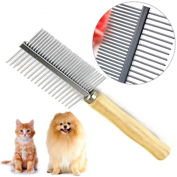 

NEW Double-sided Design Pet Cat Dog Grooming Tool Comb Tool Stainless Steel Pin Wood Handle 1 Pcs Pet Grooming Supplies