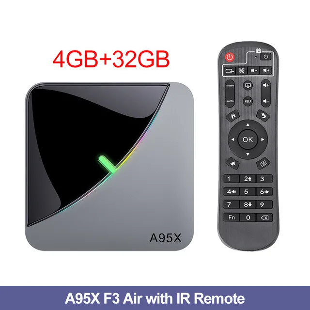 4G 32G 4 Гб 64 Гб RGB светильник A95X F3 Air Smart tv Box Android 9,0 Amlogic S905X3 tv Box Wifi 4K 60fps Netflix Youtube медиаплеер X3 - Цвет: 4G 32G