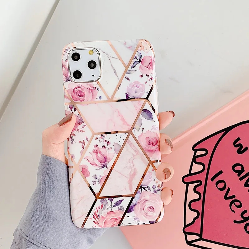 Модный гальванический геометрический мраморный чехол для телефона для iPhone 6 6S 7 8 Plus X 11 Pro Max XR XS Max мягкий IMD чехол-накладка