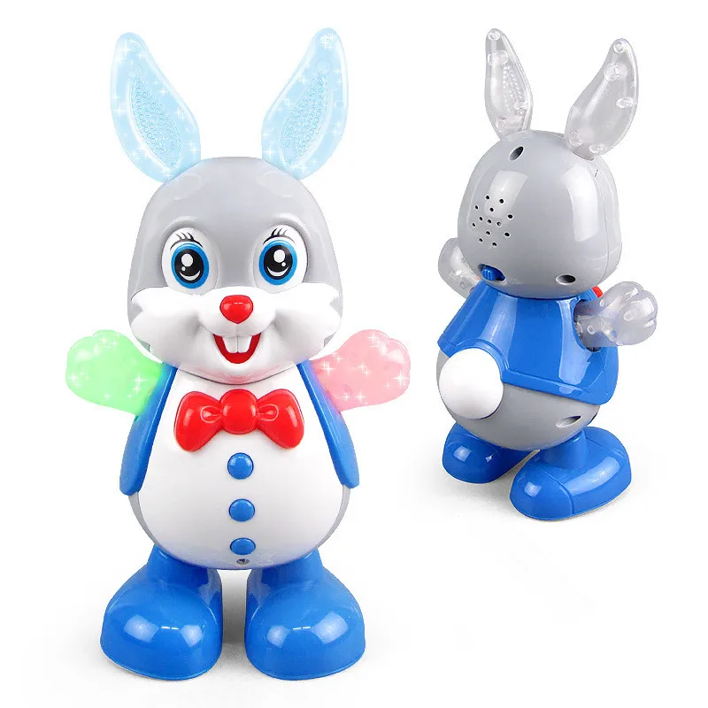 Electric Dancing Doll Music Lighting Rabbit Toy Animal Shiny Educational Electronic Walking Robot Kids Toy