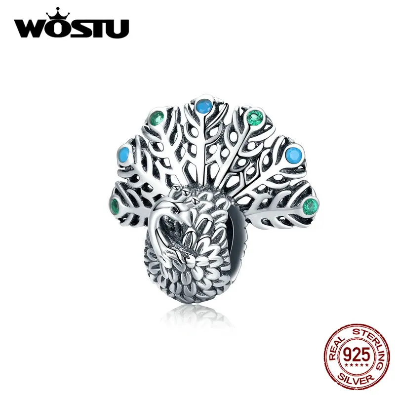 Бусина Шарм Павлин из серебра 100% пробы с фианитами|Бусины| |
