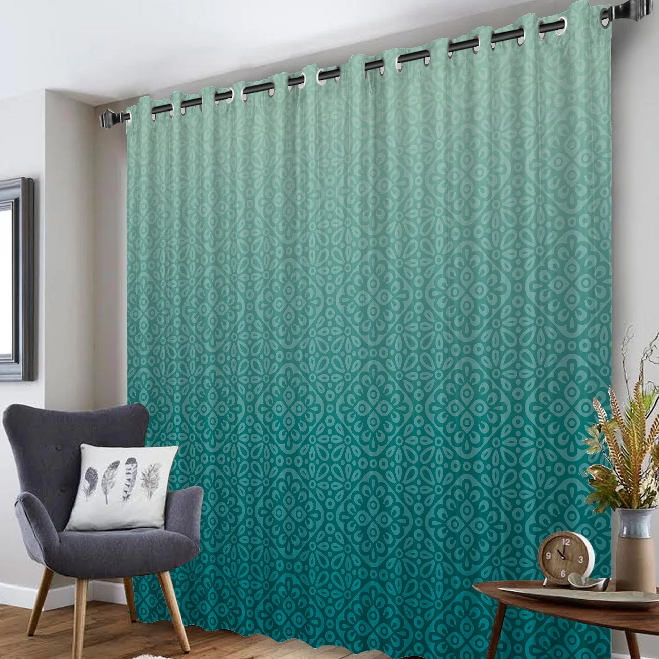 Gradient Classical Green Window Treatments Curtains Valance Window Curtains Dark Bathroom Blackout Outdoor Bedroom Indoor Decor