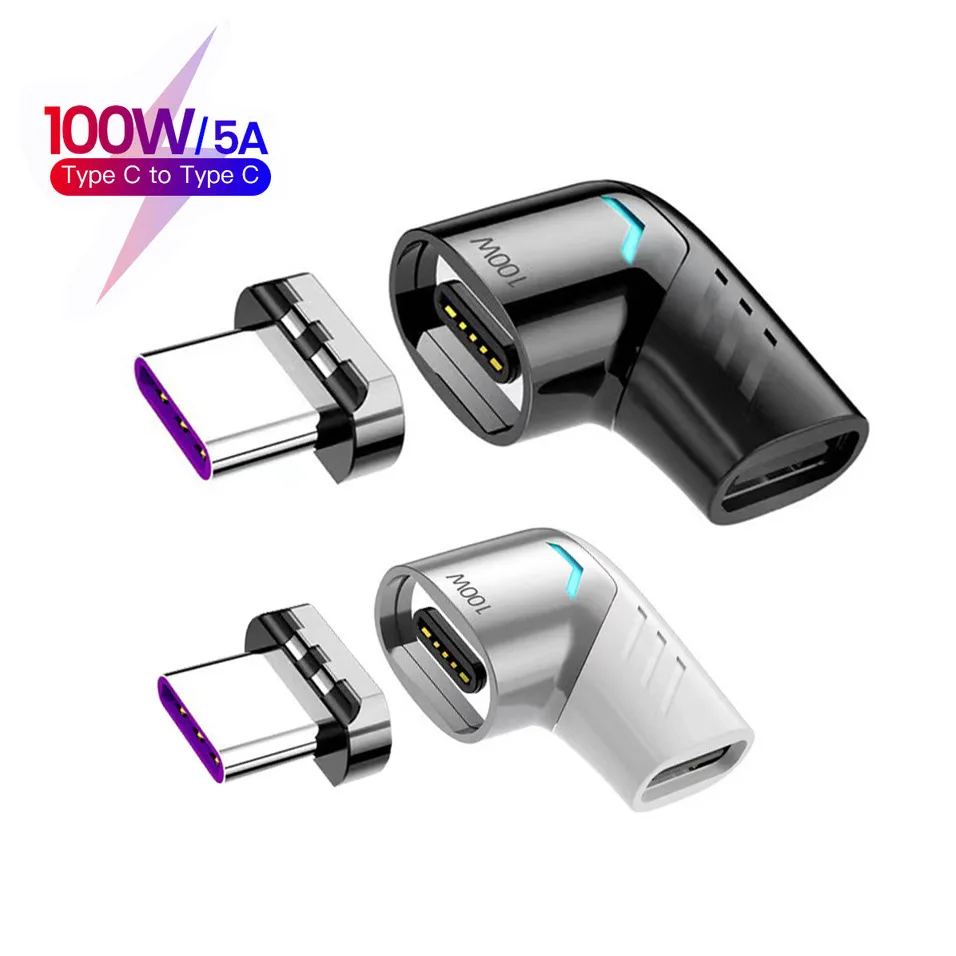 Магнитный адаптер USB Type-C 100 Вт магнитный конвертер для быстрой зарядки C в Type
