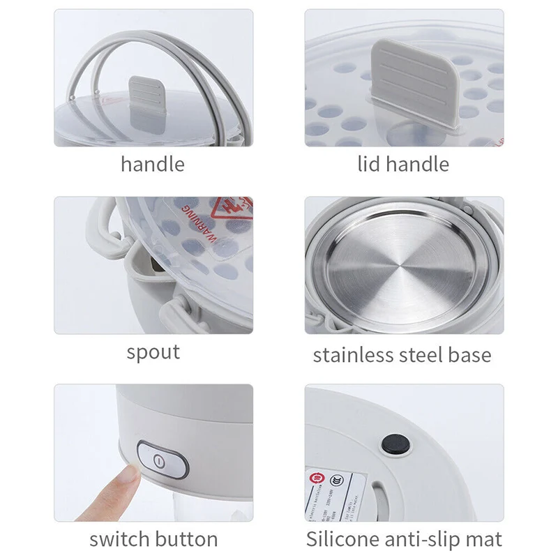

Foldable Electric Portable Hot Pot Cooker Kettle Steamer Boil Dual Voltage for Kitchen DNJ998