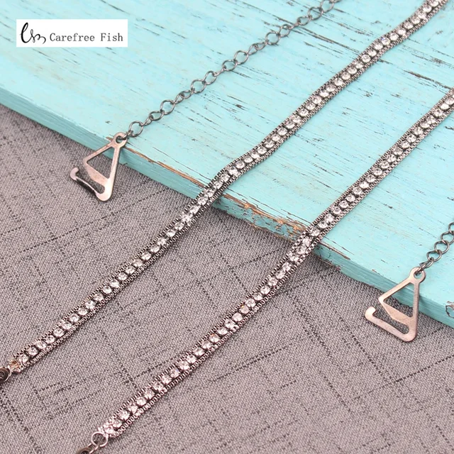 Spalline Reggiseno Cristallo Con Strass - 2 Pezzi Scintillanti Argento