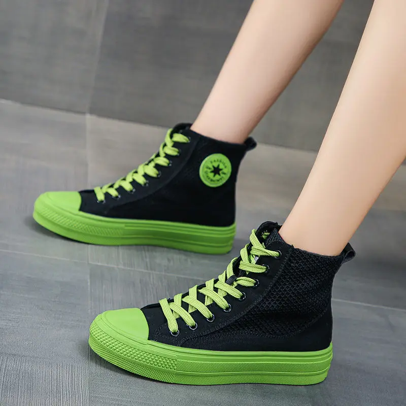 Fashion High-top Women&amp#39s Canvas Shoes Summer New Breathable Sneakers Women Mesh Sports and Leisure | Обувь