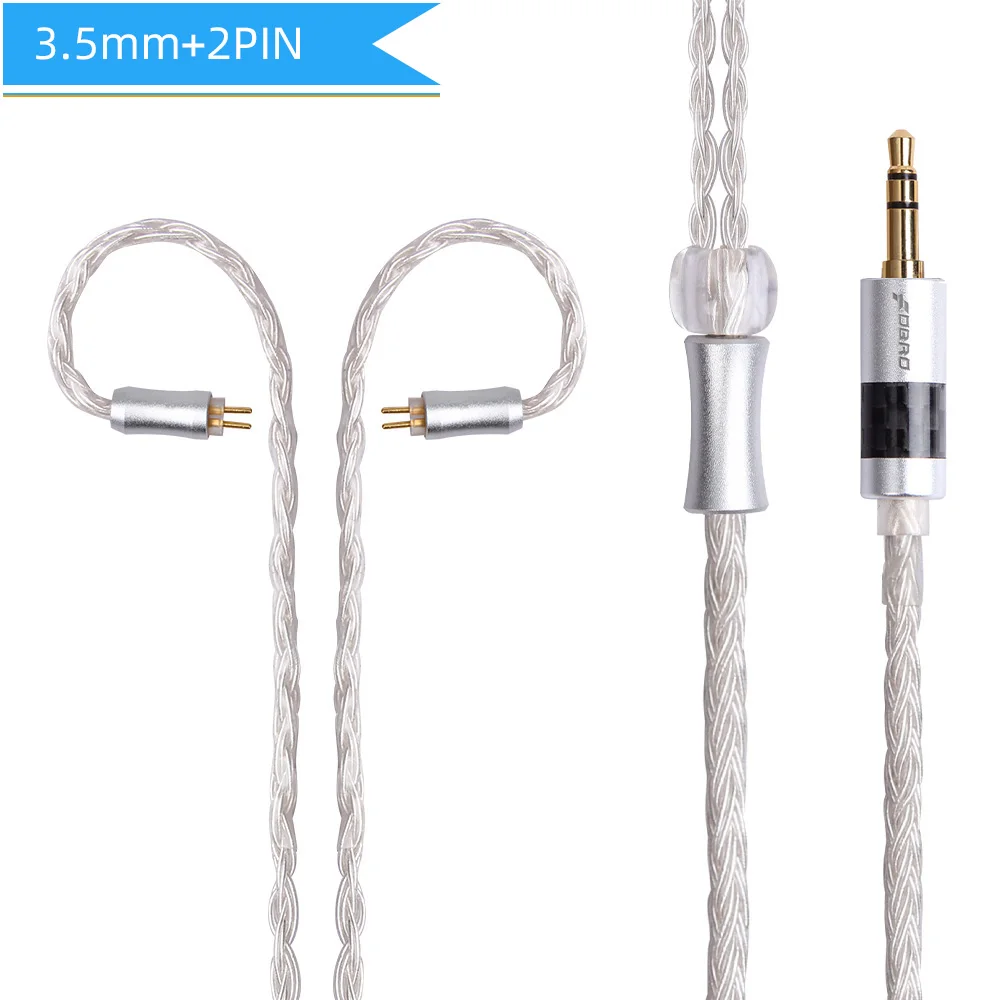 white 3.5mm 2pin FDBRO 16 ядер 2,5/3,5/4,4 мм с серебряным покрытием наушников обновления аудио провода наушники MMCX IE80 IM 2Pin 0,78 мм A2DC кабель SE425 SE535 - Цвет: white 3.5mm 2pin