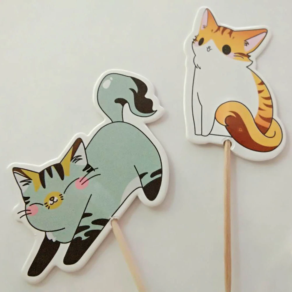 24pcs торт топпера, Автомобильный увлажнитель мультяшная Кошка милый украшения для выпечки палочки для торта для печенье торт