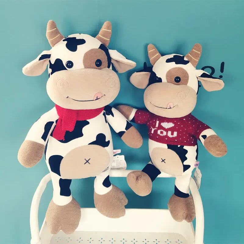 2020 New Cute Animal Cartoon Cows Stuffed Plush Toy Kawaii Cattle Comfortable Soft Children Birthday Present Christmas Gift | Игрушки и