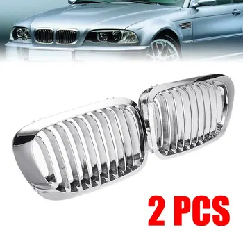 

2Pcs ABS Silver Front Kidney Grilles Grill Cover Racing Grilles Fit for BMW 3 Series E46 Coupe Cabrio M3 1998-2002 Accessories