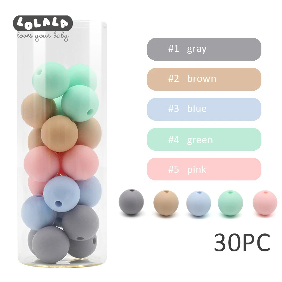 12mm 30pc Silicone Beads Food Grade Silicone Baby Teething Products Chews Pacifier Chain Clips Beads Baby Teethers - Цвет: Blue gray series