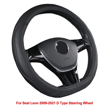

Car Steering Wheel Cover D Type PU Leather For Seat Leon 2009 2010 2011 2012- 2020 2021 Braid on Steering-Wheel Auto Accessories