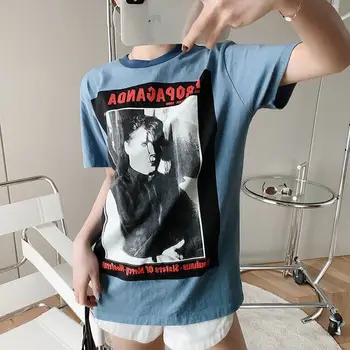 

Women's Cotton Summer T shirt 2020 New magazine print Tee top short sleeve Female O-neck t-shirts