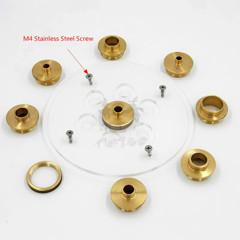 FNICEL 10PCS Brass Router Insert Plate Guide Bushings + Round Base bottom Plate For Woodworking Trimming Machine Router Table router bits for wood Woodworking Machinery