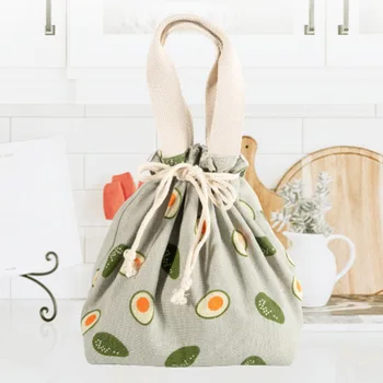 

Cartoon Storage Bento Pouch Multifunctional Japanese Style Linen Lunch Bag Picnic Travel Students Cute Portable With Drawstring