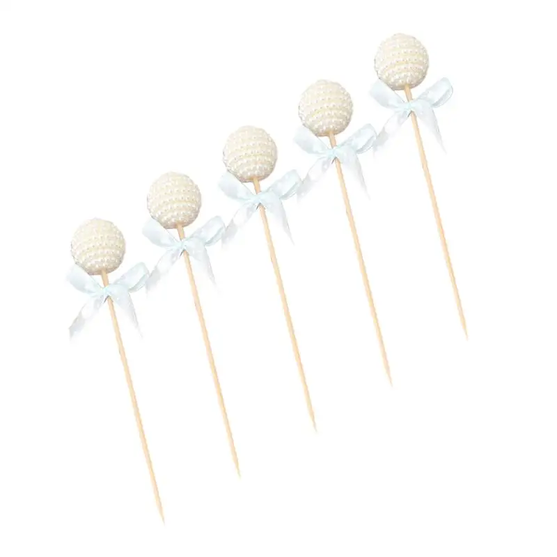 5pcs Cute Pearl Cake Toper Decorative Delicate Cake Top Decor For Wedding Proposal Day Birthday Baby Shower Valentine'S Day A35