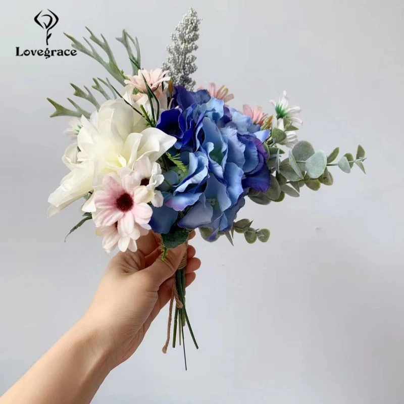Lovegrace Искусственные Свадебные розы Гортензия Шелковый цветок поддельные Dahlia букет цветок Рождество украшение дома Свадьба Искусственный Флор