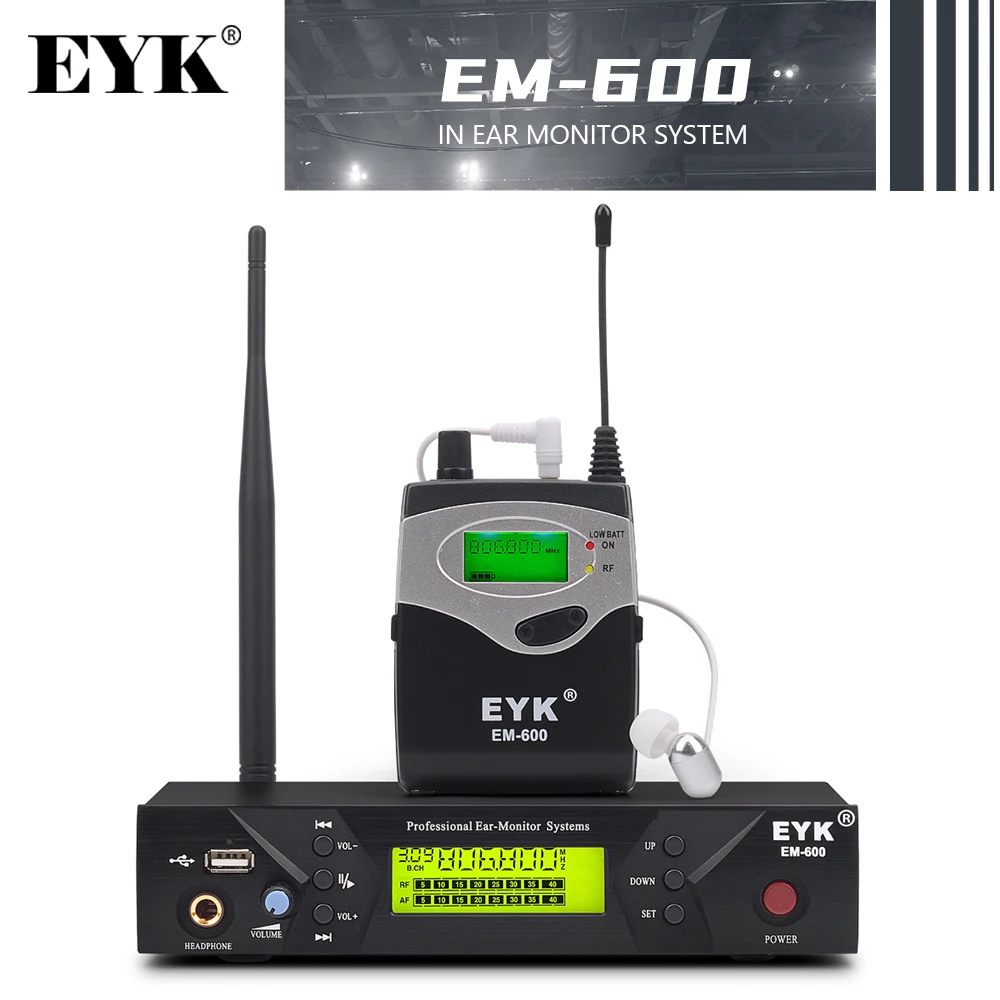 EYK EM600 Inear monitor system Single channel UHF wireless package 40