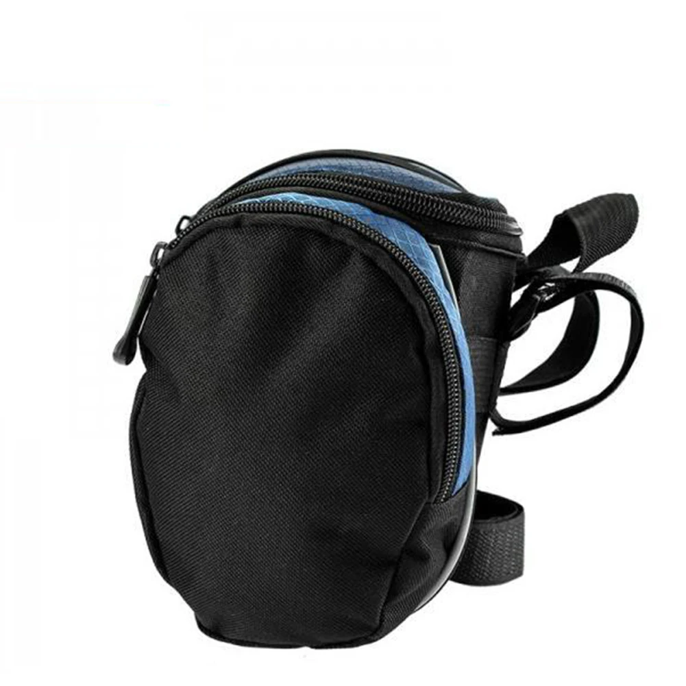 Portable Zipper Bicycle Frame Bag Large Capacity Polyester Front Tube Pocket Shoulder Pack Travel Universal Durable Strap