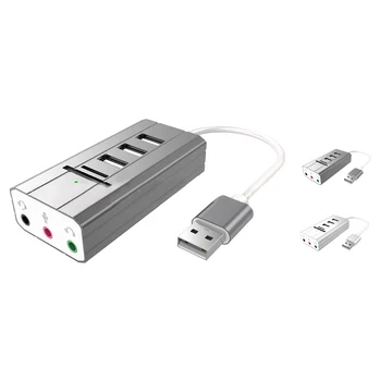 

USB Hub Stereo External Sound Card Headset Microphone Adapter USB Splitter Audio Adapter PC Laptop SD TF Card Reader